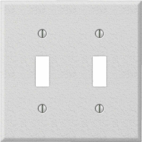 Amerelle PRO 2-Gang Stamped Steel Toggle Switch Wall Plate, White Wrinkle C982TTW